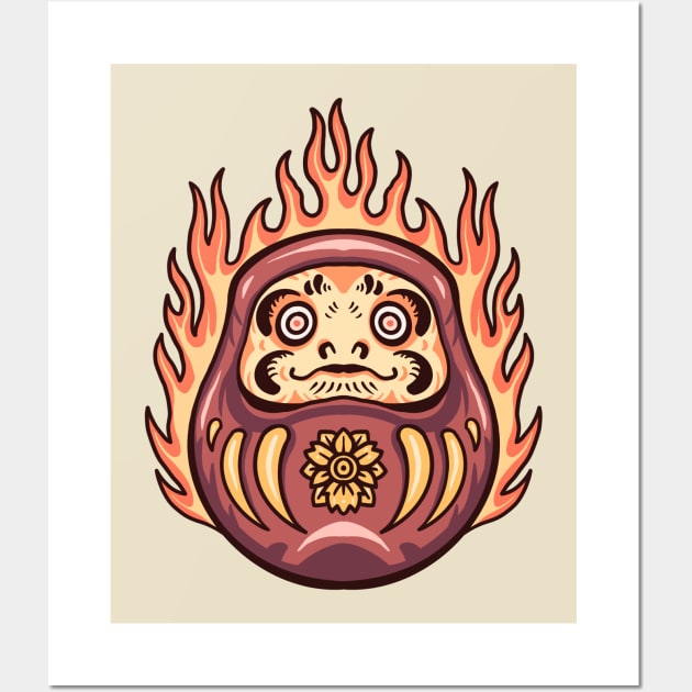 flaming daruma tattoo Wall Art by donipacoceng